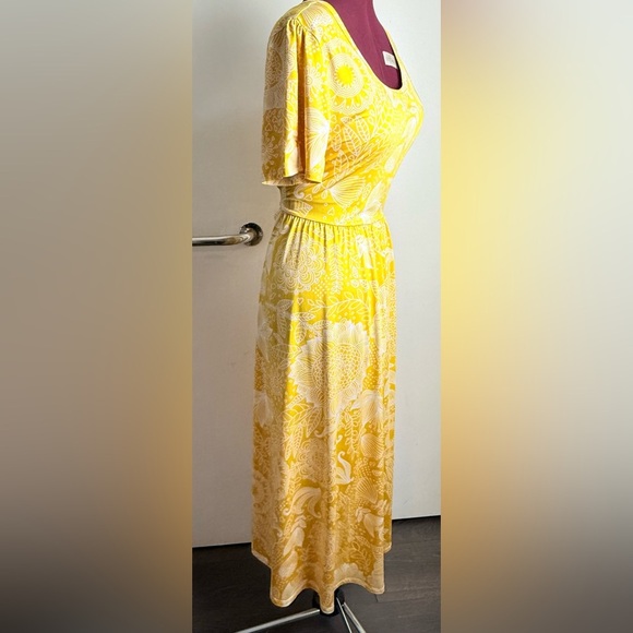 LuLaRoe Yellow White Sundress Midi Casual - Picture 2 of 9